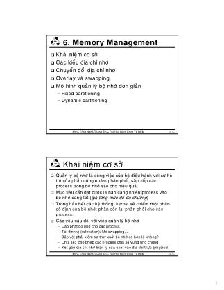 Bài giảng Hệ điều hành - Chương 6: Memory Management - Thoại Nam