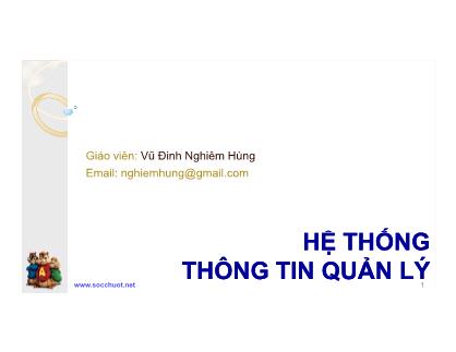 Bài giảng Hệ thống thông tin quản lý - Vũ Đinh Nghiêm Hùng