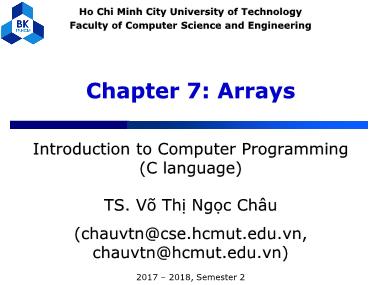 Bài giảng Introduction to computer programming - Chapter 7: Arrays