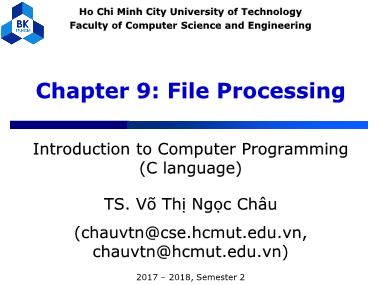 Bài giảng Introduction to computer programming - Chapter 9: File Processing