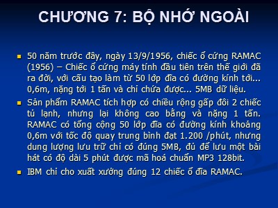 Bài giảng Kiến trúc máy tính - Chương 7: Bộ nhớ ngoài
