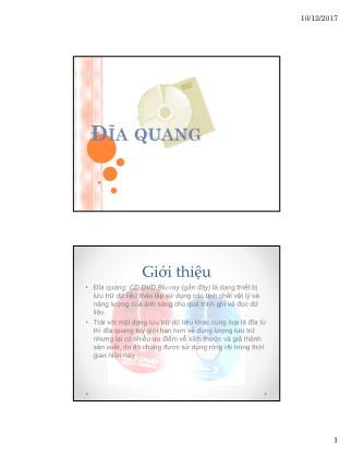 Bài giảng Kiến trúc máy tính và hợp ngữ - Bài: Đĩa quang