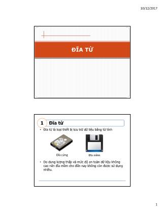 Bài giảng Kiến trúc máy tính và hợp ngữ - Bài: Đĩa từ