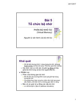 Bài giảng Kiến trúc máy tính và hợp ngữ - Chương 5: Tổ chức bộ nhớ - Phần bộ nhớ ảo (Virtual memory)