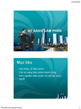 Bài giảng Kỹ năng giao tiếp và làm việc nhóm - Chương: Kỹ năng đàm phán