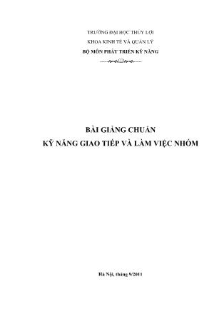 Bài giảng Kỹ năng giao tiếp và làm việc nhóm