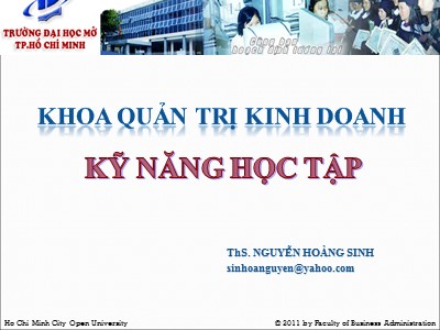 Bài giảng Kỹ năng học tập - Nguyễn Hoàng Sinh