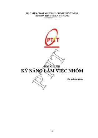 Bài giảng Kỹ năng làm việc nhóm - Đỗ Hải Hoàn