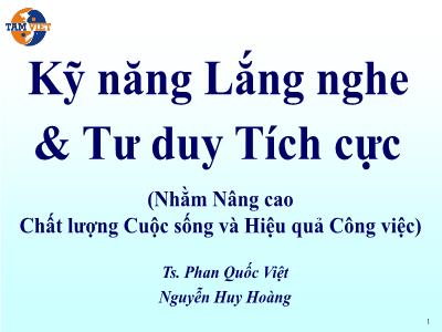 Bài giảng Kỹ năng lắng nghe & tư duy tích cực