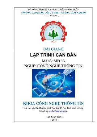 Bài giảng Lập trình căn bản - Nghề: Công nghệ thông tin
