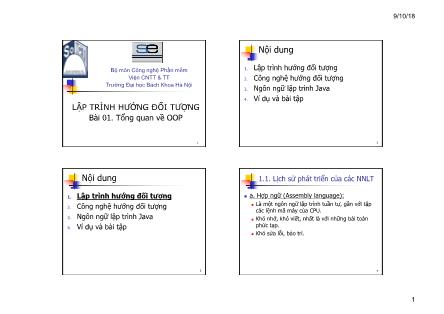 Bài giảng Lập trình hướng đối tượng - Bài 1: Tổng quan về OOP