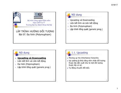 Bài giảng Lập trình hướng đối tượng - Bài 7: Đa hình (Polymophism)