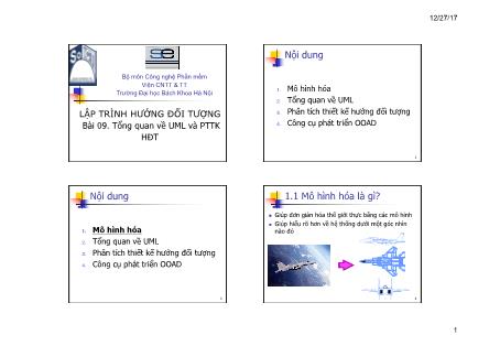 Bài giảng Lập trình hướng đối tượng - Bài 9: Tổng quan về UML và phân tích thiết thiết kế hướng đối tượng