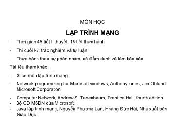 Bài giảng Lập trình mạng - Chương 1: Tổng quan về lập trình mạn