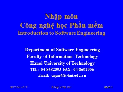 Bài giảng Nhập môn Công nghệ học phần mềm - Phần III: Yêu cầu người dùng