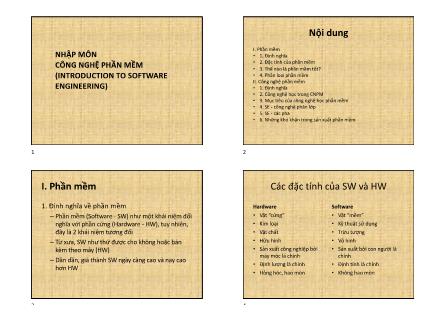 Bài giảng Nhập môn công nghệ phần mềm - Chương 1: Tổng quan về Công nghệ phần mềm