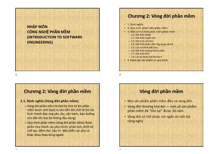 Bài giảng Nhập môn công nghệ phần mềm - Chương 2: Vòng đời phần mềm