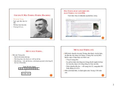 Bài giảng Ôtômát và ngôn ngữ hình thức - Chương 5: Máy turing (Turing machine) - Nguyễn Thị Thùy Linh