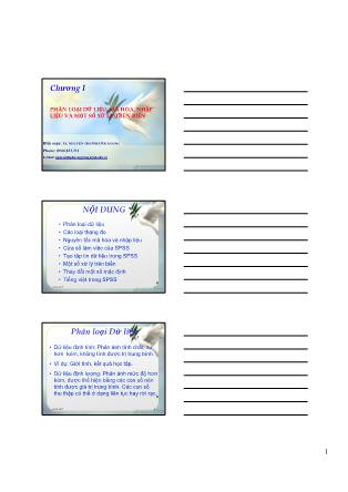 Bài giảng Phân tích dữ liệu với SPSS - Chương 1: Phân loại dữ liệu, mã ...