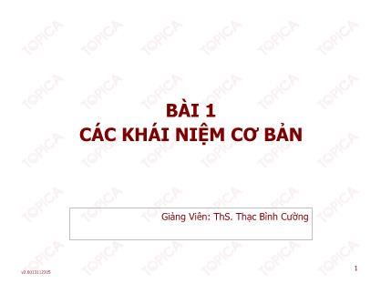 Bài giảng Phân tích thiết kế hệ thống thông tin - Bài 1: Các khái niệm cơ bản - Thạc Bình Cường