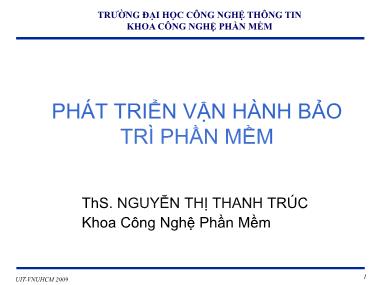 Bài giảng Phát triển vận hành bảo trì phần mềm - Chương 2: Nền tảng của sự thay đổi phần mềm - Nguyễn Thị Thanh Trúc