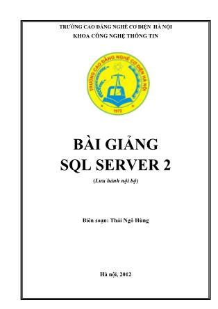 Bài giảng SQL Server 2 - Thái Ngô Hùng