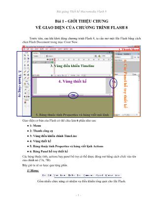Bài giảng Thiết kế Macromedia Flash 8 - Bài 1: Giới thiệu chung về giao diện của chương trình Flash 8