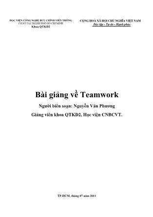 Bài giảng về Teamwork - Nguyễn Văn Phương