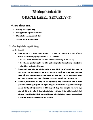 Bài thực hành Bảo mật hệ thống thông tin - Bài thực hành số 10: Oracle Label Security (3)