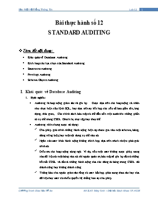 Bài thực hành Bảo mật hệ thống thông tin - Bài thực hành số 12: Standard Auditing