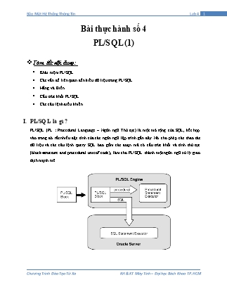 Bài thực hành Bảo mật hệ thống thông tin - Bài thực hành số 4: PL/SQL (1)
