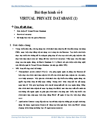 Bài thực hành Bảo mật hệ thống thông tin - Bài thực hành số 6: Virtual Private Database (1)