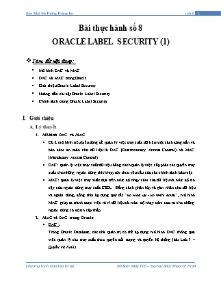 Bài thực hành Bảo mật hệ thống thông tin - Bài thực hành số 8: Oracle Label Security (1)