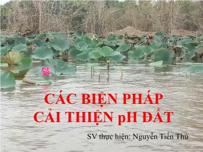 Bài thuyết trình Các biện pháp cải thiện pH đất - Nguyễn Tiến Thủ