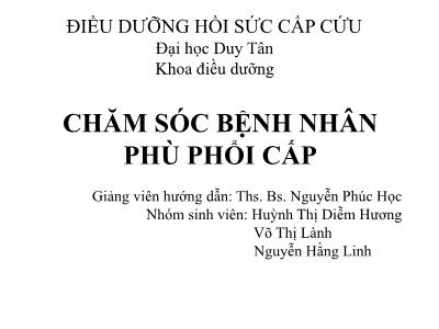 Bài thuyết trình Chăm sóc bệnh nhân phù phổi cấp - Huỳnh Thị Diễm Hương
