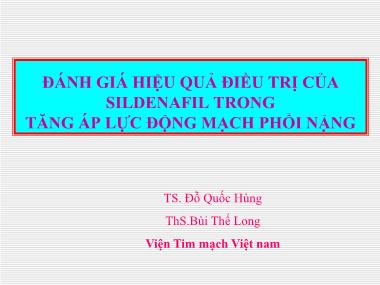 Bài thuyết trình Đánh giá hiệu quả điều trị của Sildenafil trong tăng áp lực động mạch phổi nặng - Đỗ Quốc Hùng