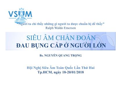 Bài thuyết trình Siêu âm chẩn đoán đau bụng cấp ở người lớn - Nguyễn Quang Trọng