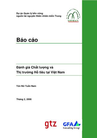 Báo cáo Đánh giá chất lượng và thị trường hồ tiêu tại Việt Nam