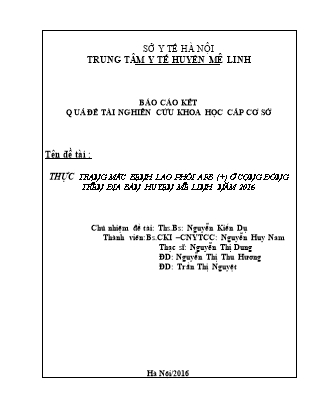 Báo cáo Đề tài Thực trạng mắc bệnh lao phổi AFB (+) ở cộng đồng trên địa bàn huyện Mê Linh năm 2016