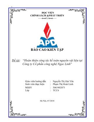 Báo cáo kiến tập Hoàn thiện công tác kế toán nguyên vật liệu tại Công ty Cổ phần công nghệ Ngọc Linh