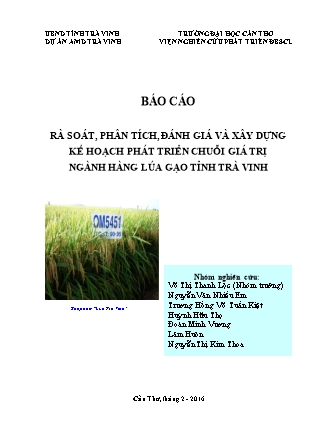 Báo cáo Rà soát, phân tích, đánh giá và xây dựng kế hoạch phát triển chuỗi giá trị ngành hàng lúa gạo tỉnh Trà Vinh
