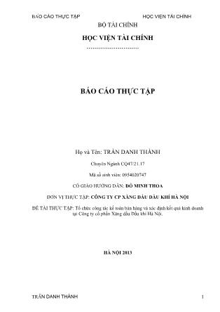 Báo cáo thực tập Tổ chức công tác kế toán bán hàng và xác định kết quả kinh doanh tại Công ty Cổ phần Xăng dầu khí Hà Nội
