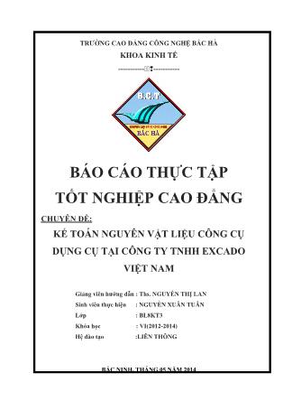 Báo cáo thực tập Tốt nghiệp Kế toán nguyên vật liệu công cụ dụng cụ tại Công ty TNHH Excado Việt Nam