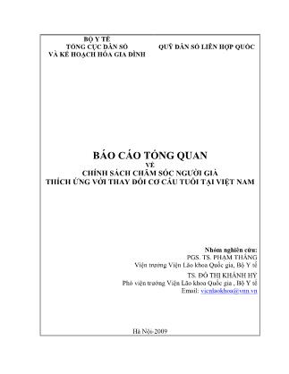Báo cáo tổng quan về chính sách chăm sóc người già thích ứng với thay đổi cơ cấu tuổi tại Việt Nam