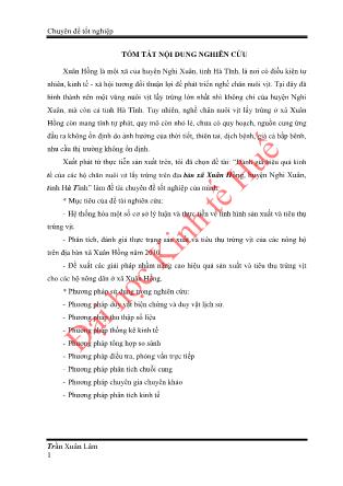 Chuyên đề tốt nghiệp Đánh giá hiệu quả kinh tế của các hộ chăn nuôi vịt lấy trứng trên địa bàn xã Xuân Hồng, huyện Nghi Xuân, tỉnh Hà Tĩnh