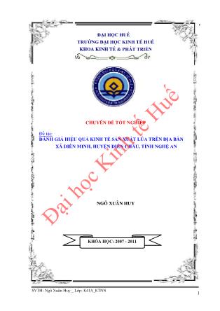 Chuyên đề tốt nghiệp Đánh giá hiệu quả kinh tế sản xuất lúa ở xã Diễn Minh - Huyện Diễn Châu - Tỉnh Nghệ An