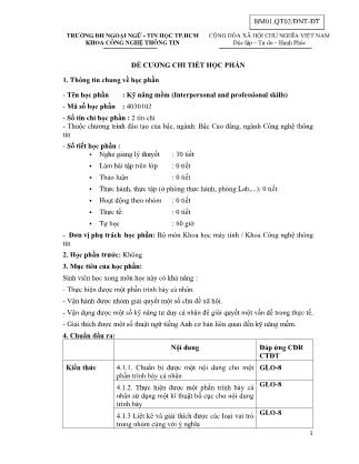Đề cương chi tiết học phần Kỹ năng mềm (Interpersonal and professional skills)