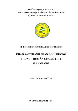 Đề tài Khảo sát thành phần dinh dưỡng trong thức ăn của dê thịt ở An Giang