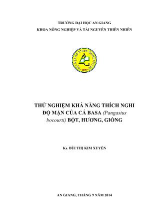 Đề tài Thử nghiệm khả năng thích nghi độ mặn của cá basa (Pangasius bocourti) bột, hương, giống