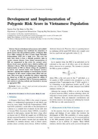 Development and implementation of polygenic risk score in Vietnamese population